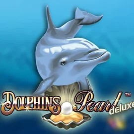 Dolphins Pearl Deluxe online game logo by Novomatic on shufflekaszino.org