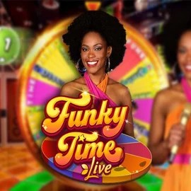 Funky Time slot logo by Evolution at Shuffle Casino