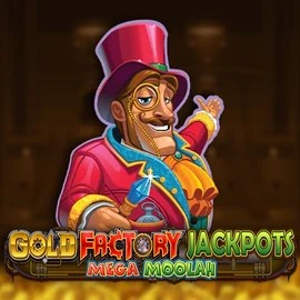 Gold Factory Jackpots Mega Moolah casino game by Aurum Signature Studios – featured logo at Shuffle Casino