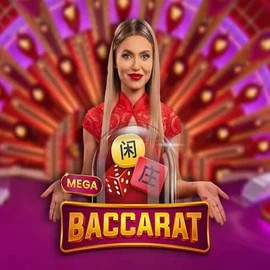 Mega Baccarat slot logo by Pragmatic Play at Shuffle Casino